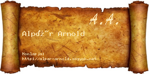 Alpár Arnold névjegykártya